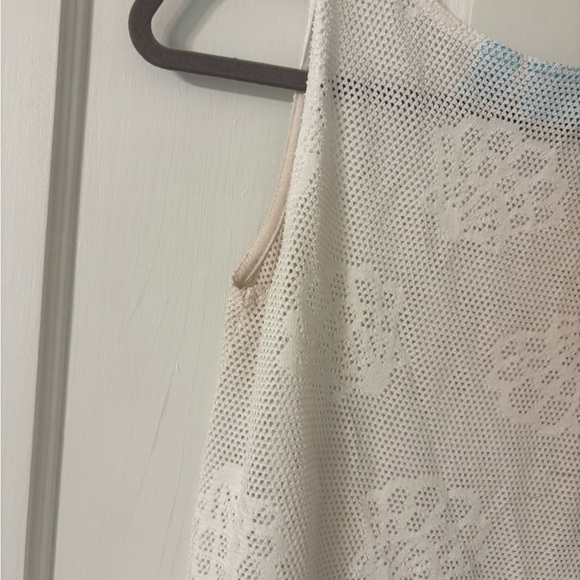 Kim Rogers Ivory Mesh cover up dress drawstring small - Picture 5 of 6